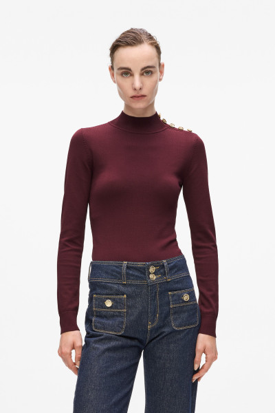 SVETR KARL LAGERFELD BUTTON DETAIL MOCK NECK - Fotografie č. 1