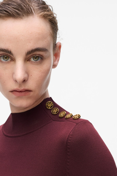 SVETR KARL LAGERFELD BUTTON DETAIL MOCK NECK - Fotografie č. 4