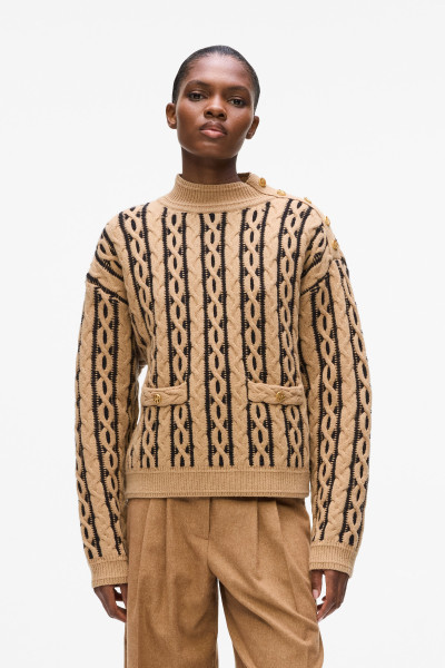 SVETR KARL LAGERFELD CABLE KNIT MOCK NECK - Fotografie č. 1