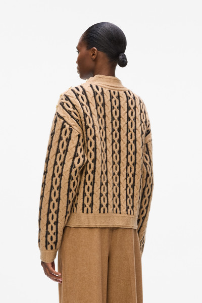 SVETR KARL LAGERFELD CABLE KNIT MOCK NECK - Fotografie č. 3