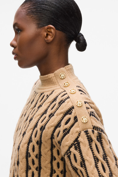 SVETR KARL LAGERFELD CABLE KNIT MOCK NECK - Fotografie č. 4