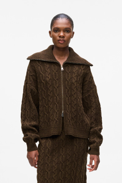 SVETR KARL LAGERFELD CABLE KNIT ZIP UP - Fotografie č. 1