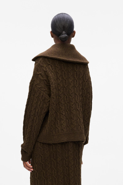 SVETR KARL LAGERFELD CABLE KNIT ZIP UP - Fotografie č. 4