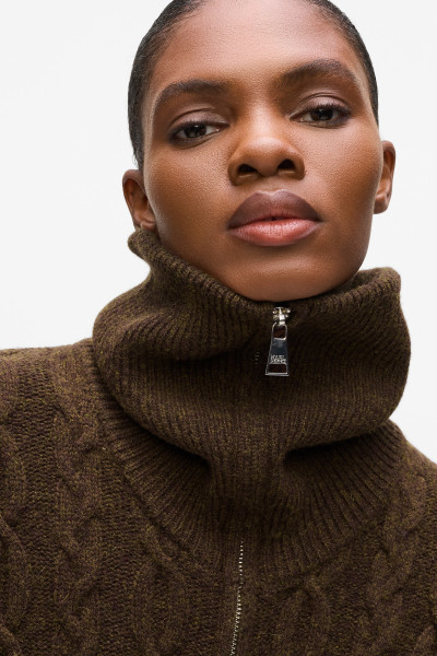 SVETR KARL LAGERFELD CABLE KNIT ZIP UP - Fotografie č. 3