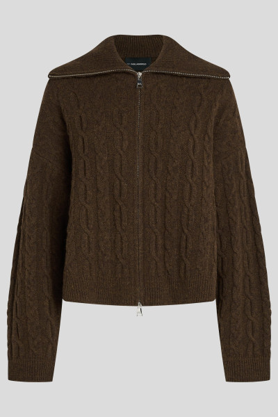 SVETR KARL LAGERFELD CABLE KNIT ZIP UP - Fotografie č. 5
