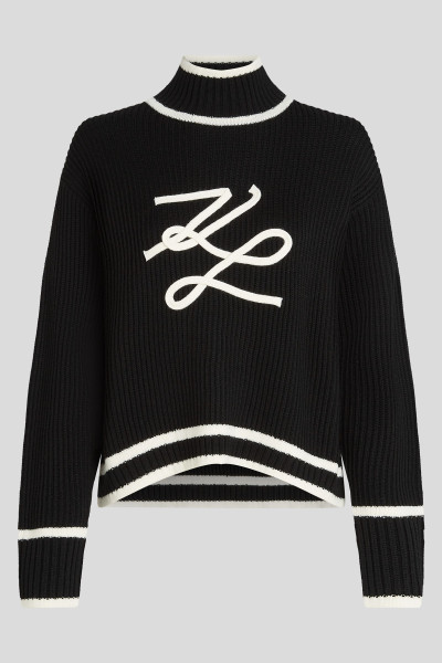 SVETR KARL LAGERFELD SOUTACHE AUTOGRAPH KNIT - Fotografie č. 5