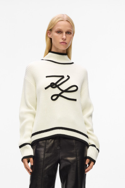 SVETR KARL LAGERFELD SOUTACHE AUTOGRAPH KNIT - Fotografie č. 1