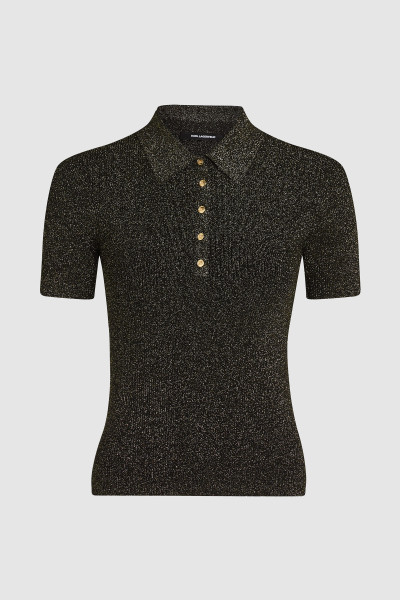TOP KARL LAGERFELD LUREX KNIT POLO - Fotografia č. 1