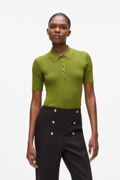 TOP KARL LAGERFELD LUREX KNIT POLO - Fotografia č. 1