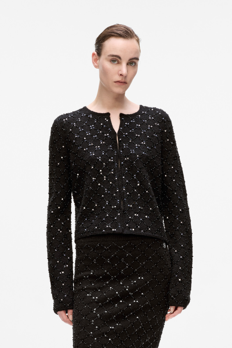 Levně Kardigan karl lagerfeld embellished knit cardigan black