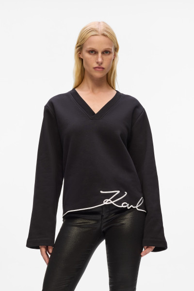 MELEGÍTŐ FELSŐ KARL LAGERFELD KARL SIGNATURE HEM V-NK SWEAT - Kép 1