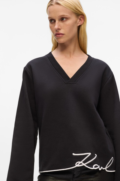 MELEGÍTŐ FELSŐ KARL LAGERFELD KARL SIGNATURE HEM V-NK SWEAT - Kép 4