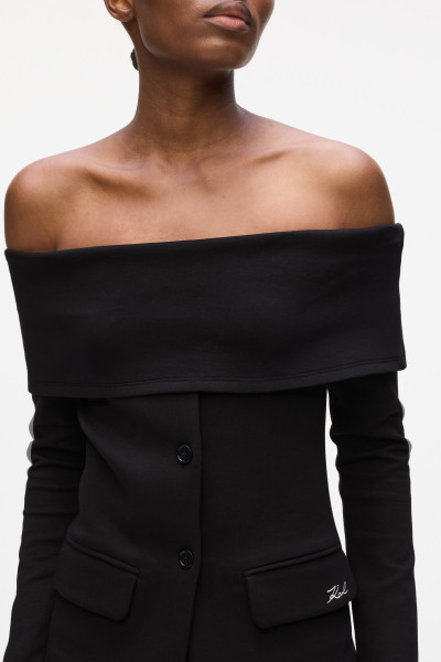 TOP KARL LAGERFELD OFF SHOULDER SWEATSHIRT - Kép 4