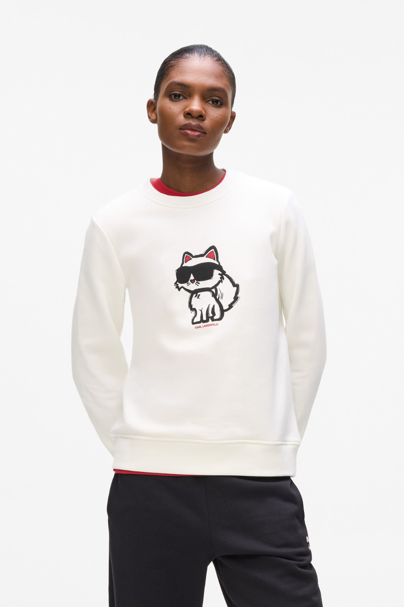 Melegítő Felső Karl Lagerfeld Ikon Sketch C Sweatshirt Cannoli Cream