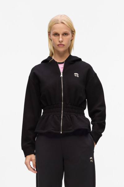 MELEGÍTŐ FELSŐ KARL LAGERFELD IKON PATCH CINCHED ZIP HOODIE - Kép 1