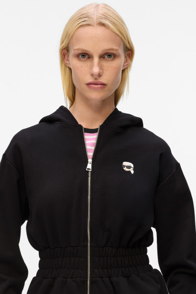 MELEGÍTŐ FELSŐ KARL LAGERFELD IKON PATCH CINCHED ZIP HOODIE - Kép 4