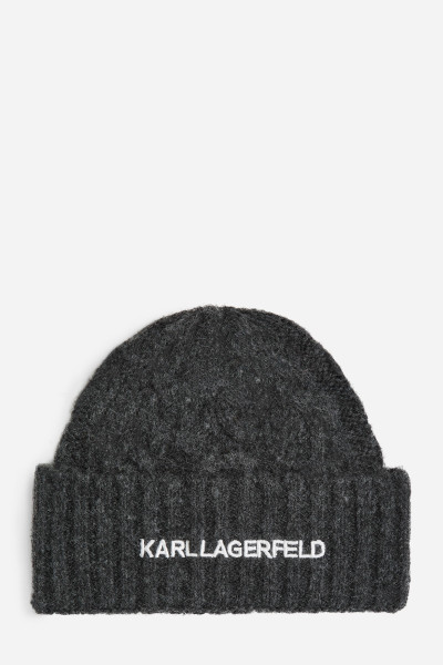 SAPKA KARL LAGERFELD K/ESSENTIAL CABLE KNIT BEANIE - Kép 1