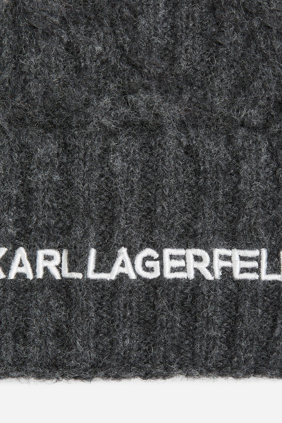 SAPKA KARL LAGERFELD K/ESSENTIAL CABLE KNIT BEANIE - Kép 4