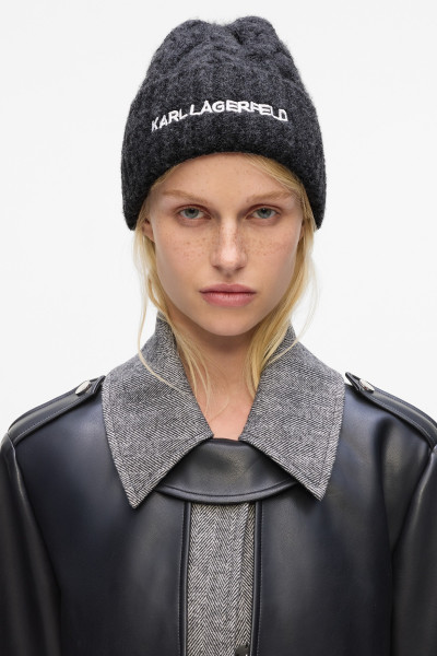 SAPKA KARL LAGERFELD K/ESSENTIAL CABLE KNIT BEANIE - Kép 3