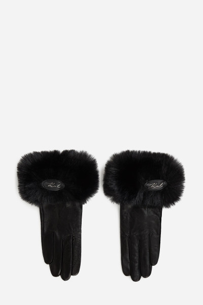 RUKAVICE KARL LAGERFELD K/SIGNATURE FAUX FUR FF GLOVE - Fotografie č. 1