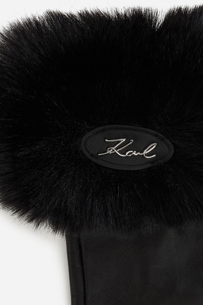 RUKAVICE KARL LAGERFELD K/SIGNATURE FAUX FUR FF GLOVE - Fotografie č. 3