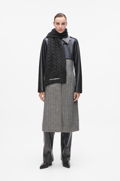 SÁL KARL LAGERFELD K/ESSENTIAL CABLE KNIT SCARF - Kép 3