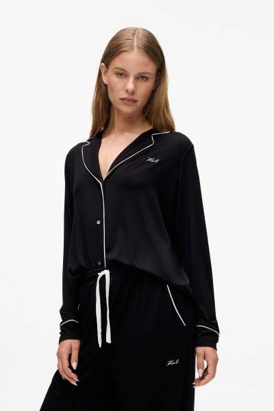 PYŽAMO KARL LAGERFELD SIGNATURE JERSEY LONG PJ SET - Fotografia č. 4