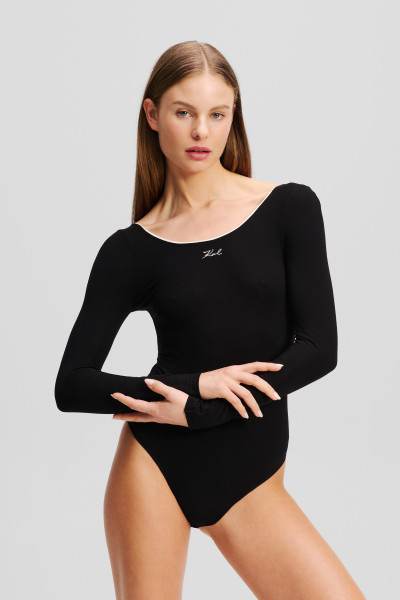 ALSÓNEMŰ KARL LAGERFELD SIGNATURE SCOOP NECK LS BODY - Kép 2