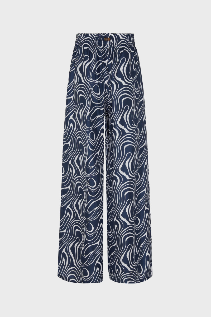 Nohavice Vilebrequin Twill De Soie Imprime Waves Bleu Marine