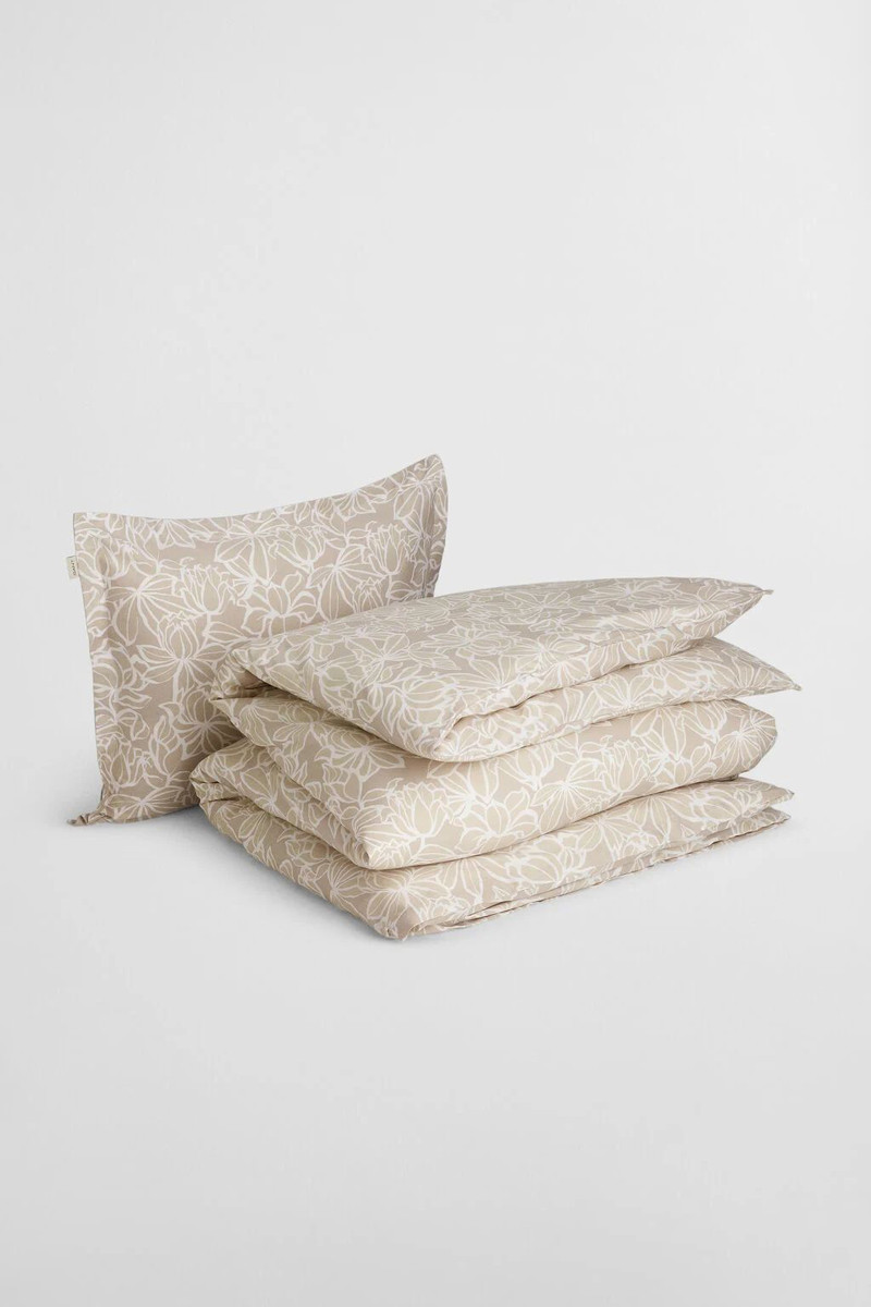 SET POVLEČENÍ NA PAPLÓN A POLŠTÁŘ GANT FLORAL SINGLE SET 140x200 TAUPE BEIGE