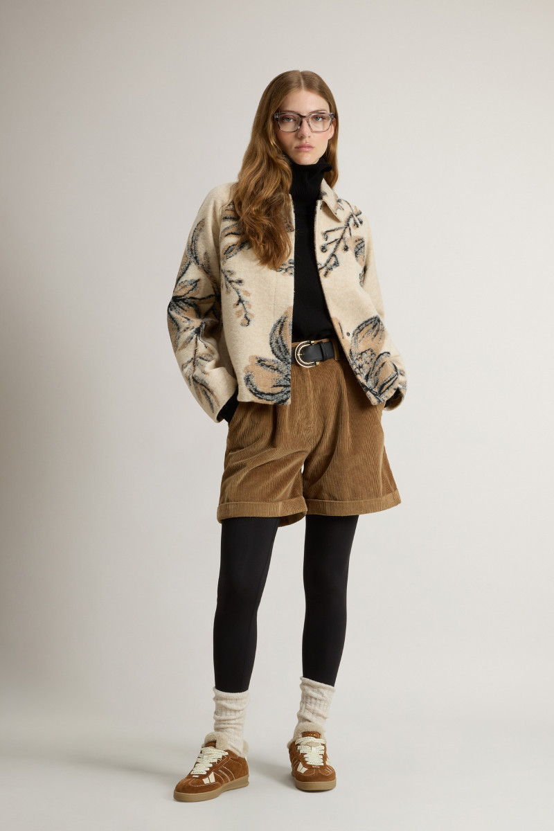 Košeľa Woolrich Jacquard Wool Overshirt Cream Foliage