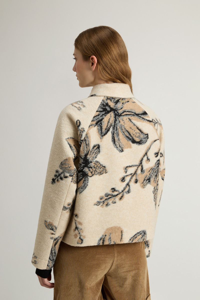 Košeľa Woolrich Jacquard Wool Overshirt Cream Foliage
