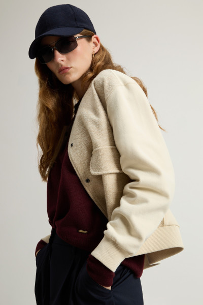 MELEGÍTŐ FELSŐ WOOLRICH MIXED FLEECE BOMBER - Kép 4
