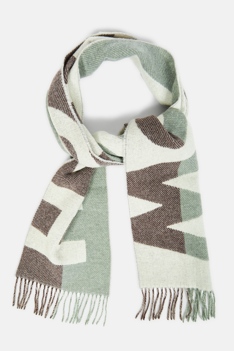 Sál Woolrich Wool Blend Scarf Soil Brown