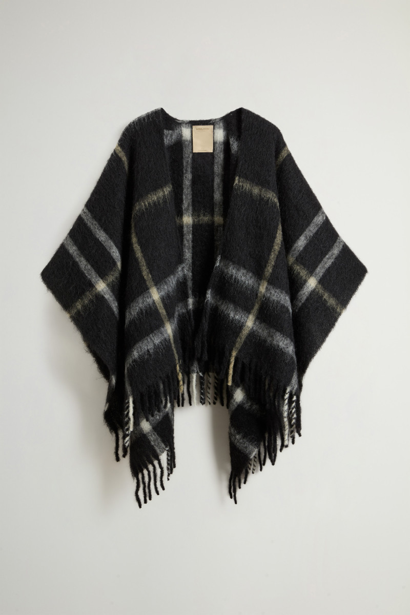 Levně Pončo woolrich brushed alpaca check cape black check