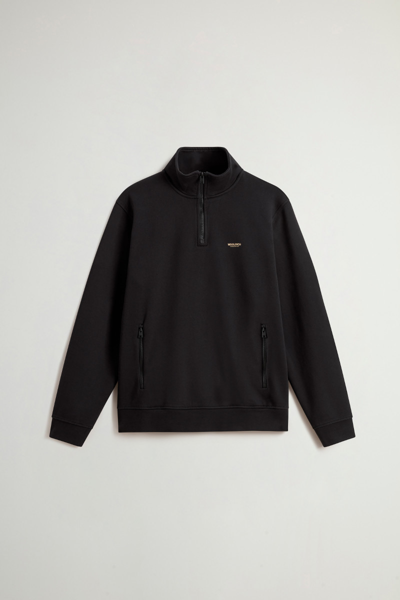 Melegítő Felső Woolrich Mixmedia Half Zip Track Black