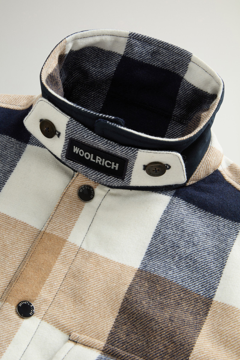 Bunda Woolrich Wool Check Alaskan Shirt Jacket Cream Buffalo
