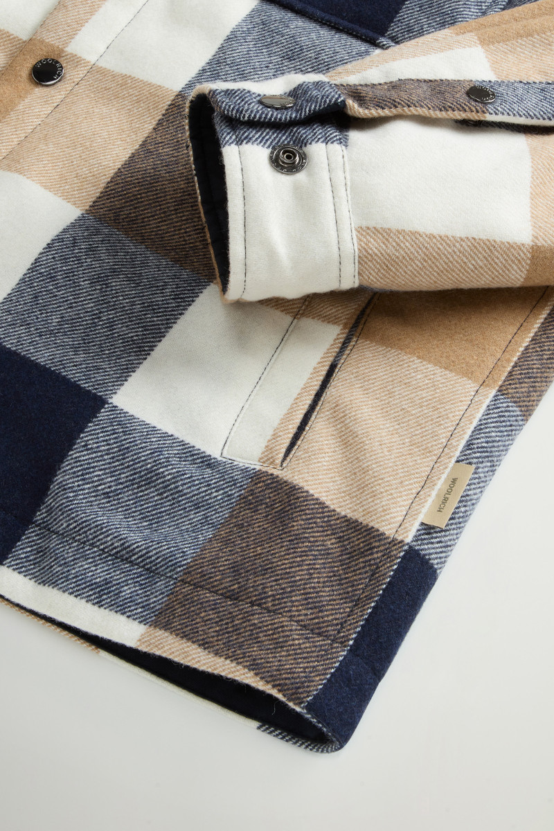 Bunda Woolrich Wool Check Alaskan Shirt Jacket Cream Buffalo