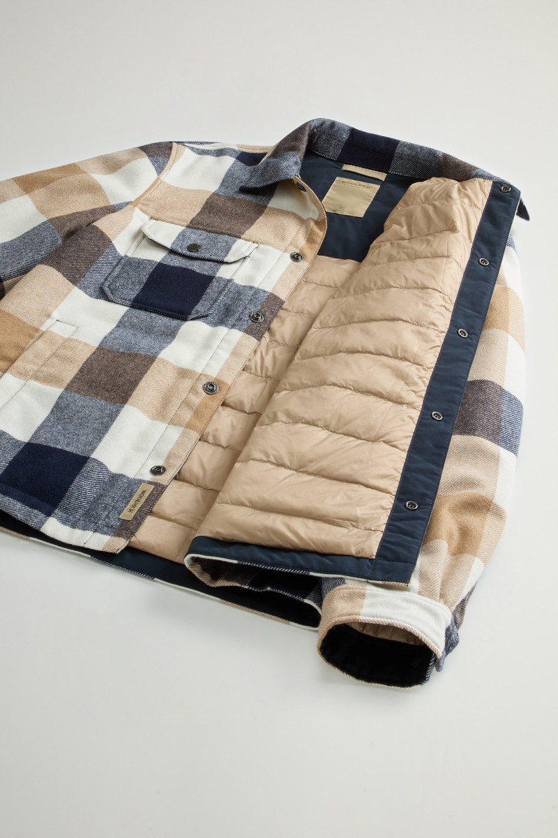 Bunda Woolrich Wool Check Alaskan Shirt Jacket Cream Buffalo