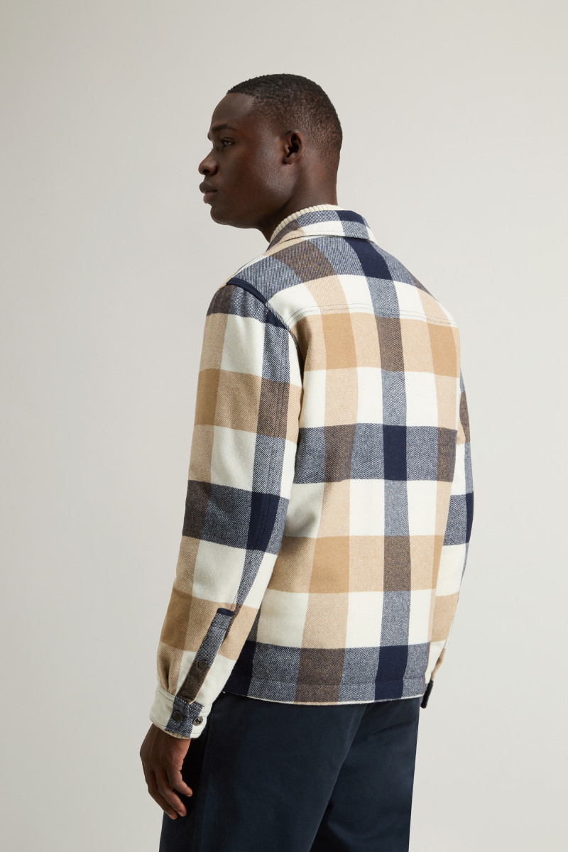 Bunda Woolrich Wool Check Alaskan Shirt Jacket Cream Buffalo