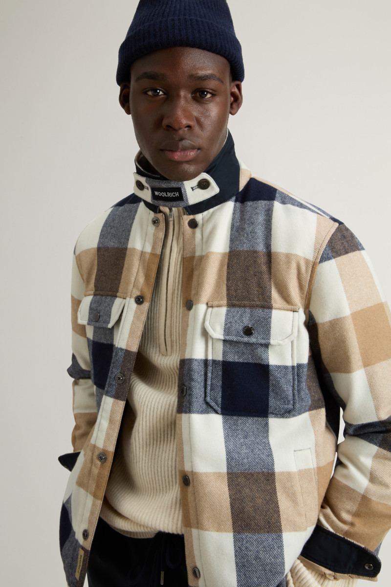 Bunda Woolrich Wool Check Alaskan Shirt Jacket Cream Buffalo