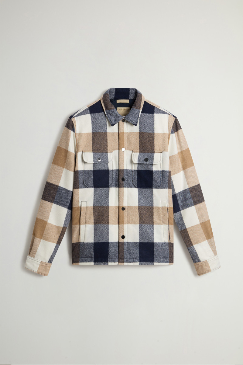 Bunda Woolrich Wool Check Alaskan Shirt Jacket Cream Buffalo