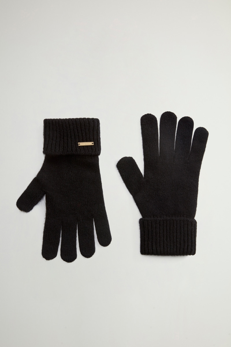 Kesztyű Woolrich Pure Cashmere Ribbed Gloves Black