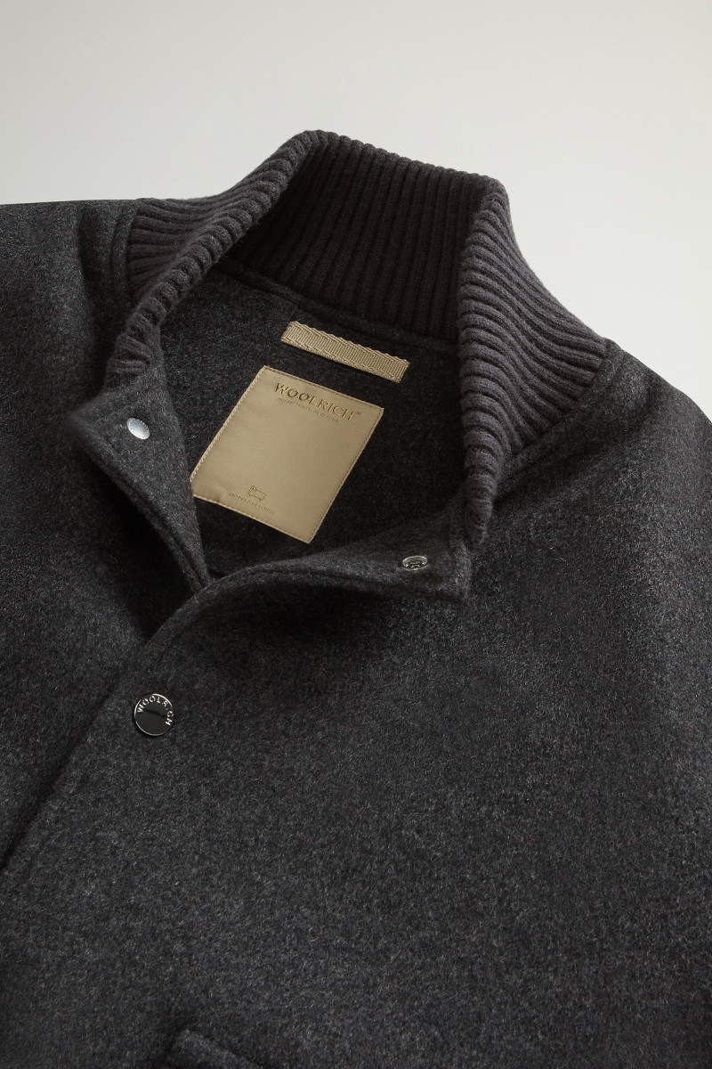 Bunda Woolrich Twill Wool Miles Bomber Dark Grey Melange