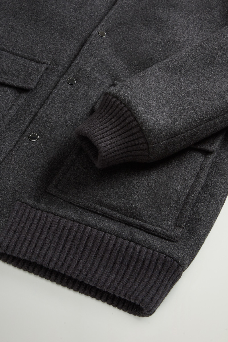 Bunda Woolrich Twill Wool Miles Bomber Dark Grey Melange