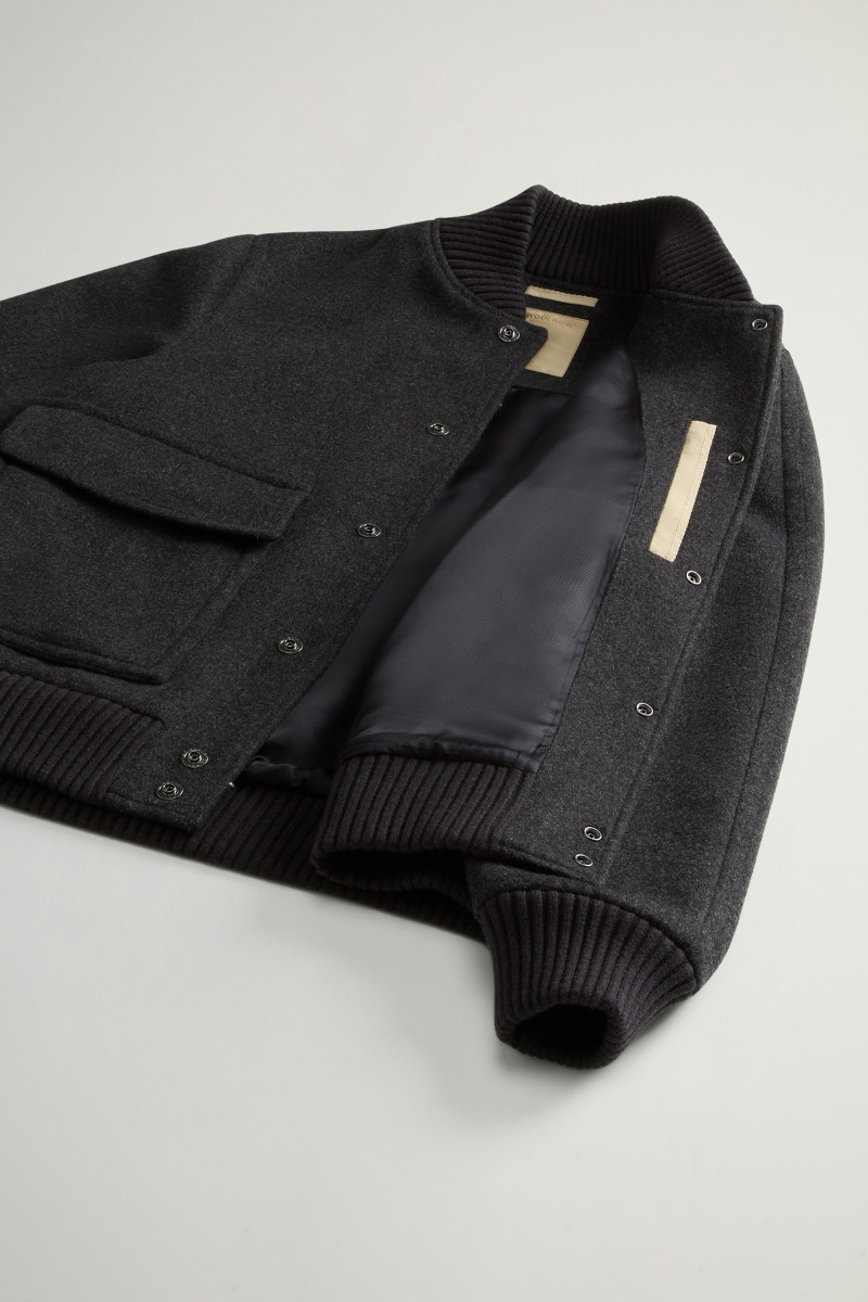 Bunda Woolrich Twill Wool Miles Bomber Dark Grey Melange