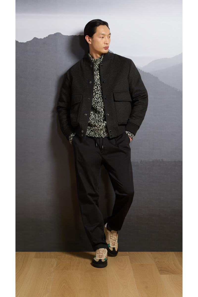 Bunda Woolrich Twill Wool Miles Bomber Dark Grey Melange