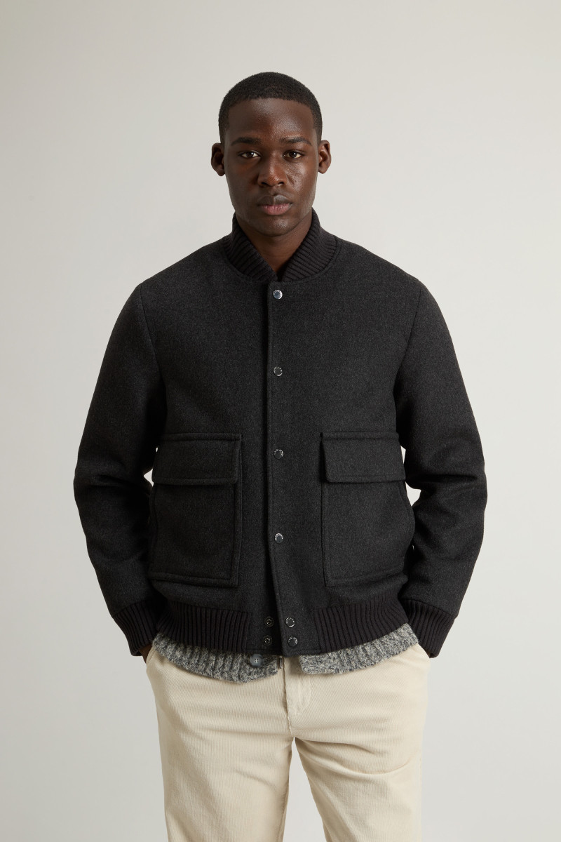 Bunda Woolrich Twill Wool Miles Bomber Dark Grey Melange