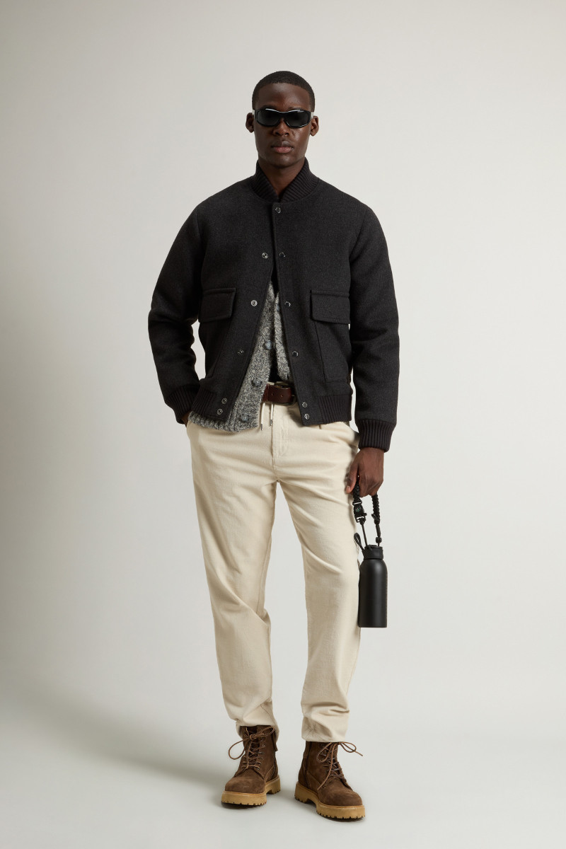 Bunda Woolrich Twill Wool Miles Bomber Dark Grey Melange