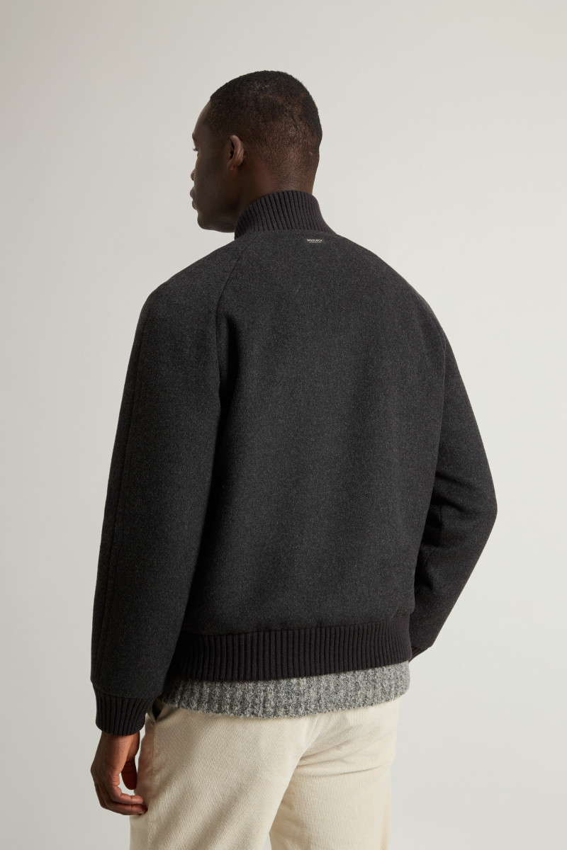 Bunda Woolrich Twill Wool Miles Bomber Dark Grey Melange